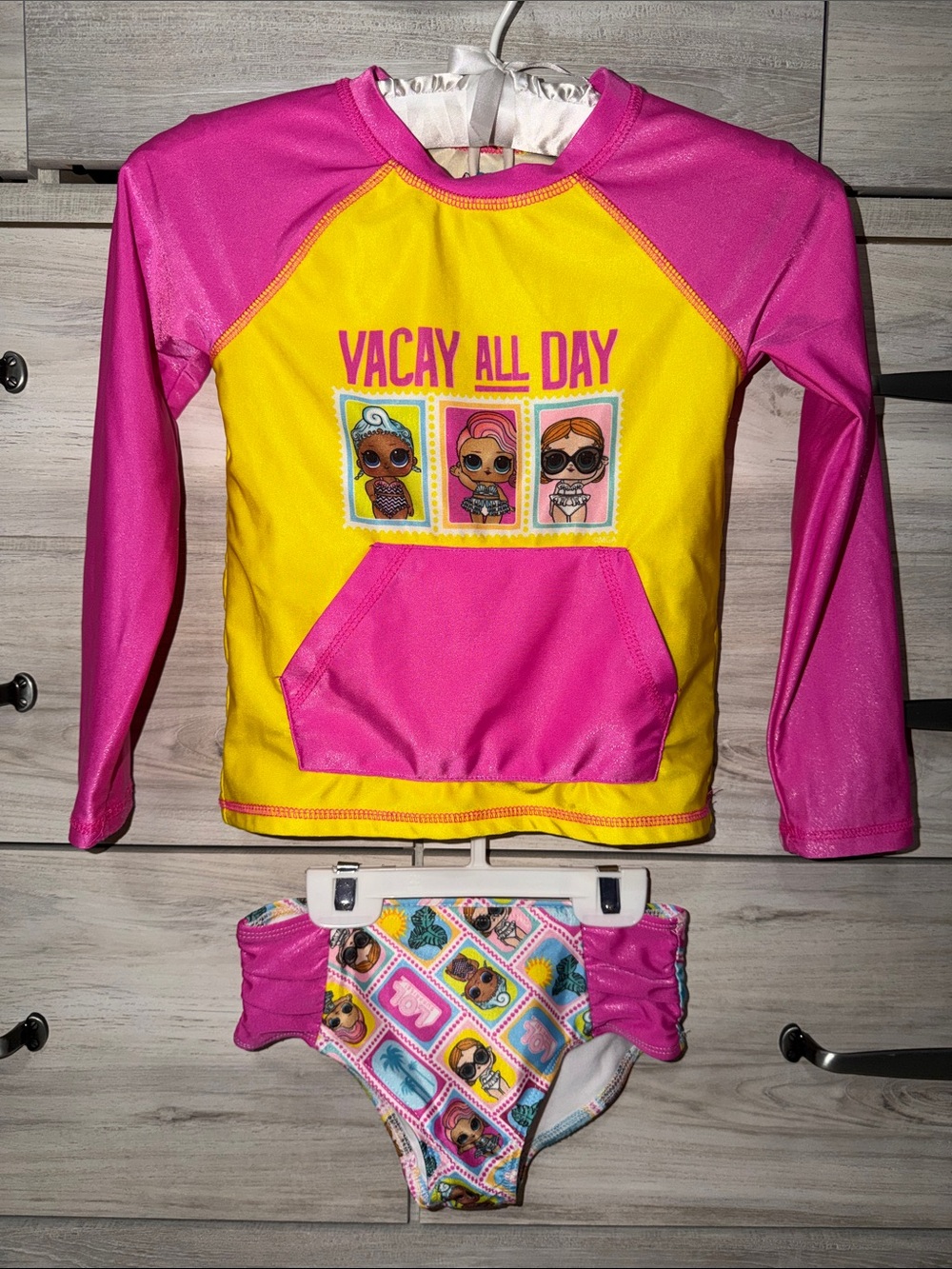 L.O.L. Surprise! Pink & Yellow Girls' Rash Guard Two-Piece Swim Set